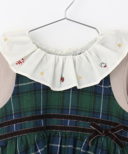 petit main（プティマイン）の「チェックドッキングワンピース（ワンピース・キッズ・グリーン・90cm/80ｃｍ/100cm/110cm/120cm）」の17枚目の写真