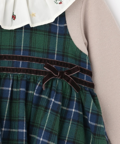 petit main（プティマイン）の「チェックドッキングワンピース（ワンピース・キッズ・グリーン・90cm/80ｃｍ/100cm/110cm/120cm）」の15枚目の写真
