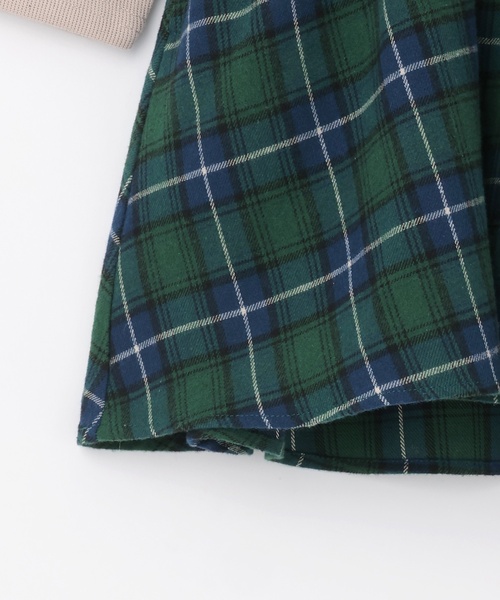 petit main（プティマイン）の「チェックドッキングワンピース（ワンピース・キッズ・グリーン・90cm/80ｃｍ/100cm/110cm/120cm）」の5枚目の写真