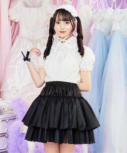 BODYLINE(ボディライン)の「2段フリルのハードチュールパニエ(スカート・レディース・ホワイト/ブラック・L/M)」の8枚目の写真