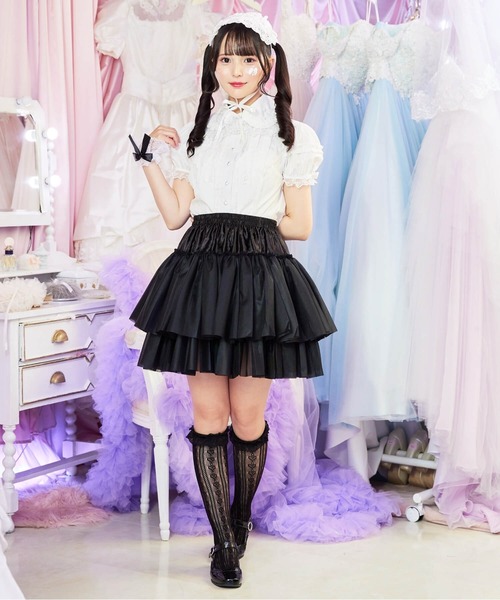 BODYLINE(ボディライン)の「2段フリルのハードチュールパニエ(スカート・レディース・ホワイト/ブラック・L/M)」の11枚目の写真