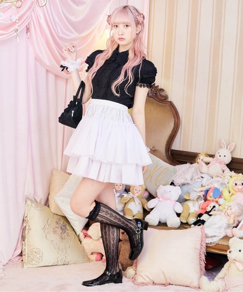 BODYLINE(ボディライン)の「2段フリルのハードチュールパニエ(スカート・レディース・ホワイト/ブラック・L/M)」の20枚目の写真