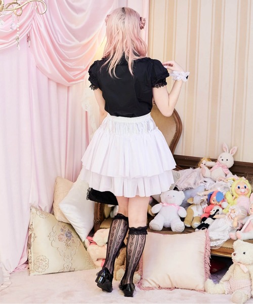 BODYLINE(ボディライン)の「2段フリルのハードチュールパニエ(スカート・レディース・ホワイト/ブラック・L/M)」の5枚目の写真