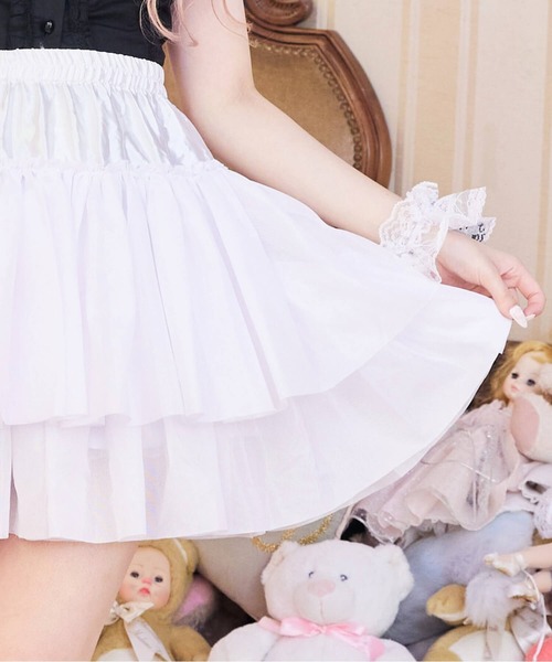 BODYLINE(ボディライン)の「2段フリルのハードチュールパニエ(スカート・レディース・ホワイト/ブラック・L/M)」の6枚目の写真
