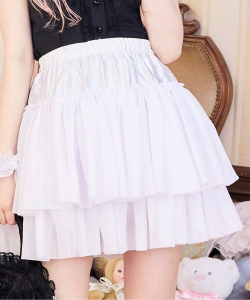 BODYLINE(ボディライン)の「2段フリルのハードチュールパニエ(スカート・レディース・ホワイト/ブラック・L/M)」の7枚目の写真
