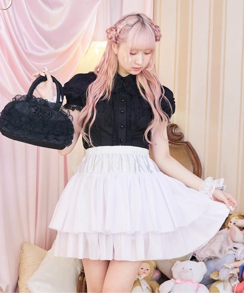 BODYLINE(ボディライン)の「2段フリルのハードチュールパニエ(スカート・レディース・ホワイト/ブラック・L/M)」の21枚目の写真