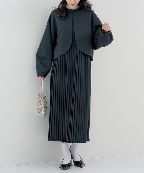 refinedworks(リファインドワークス)の「【refinedworks】セットアップ 対応◎ ランタン袖ジャケット(ノーカラージャケット・レディース・チャコールグレー/ブラック・FREE)」の16枚目の写真