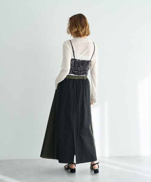 Editt by YECCA VECCA（エディットバイイェッカヴェッカ）の「異素材MIXロングスカート（スカート・レディース・ベージュ/カーキ・FREE）」の17枚目の写真