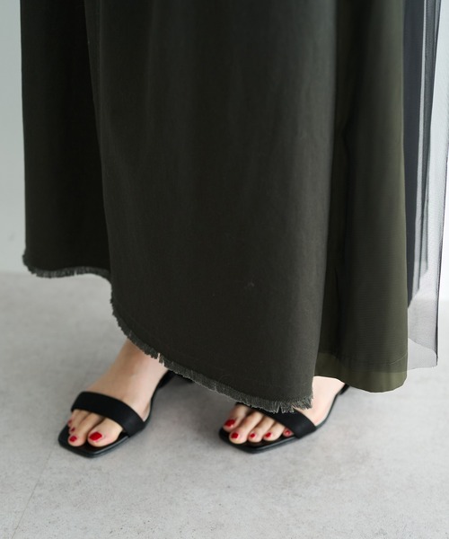 Editt by YECCA VECCA（エディットバイイェッカヴェッカ）の「異素材MIXロングスカート（スカート・レディース・ベージュ/カーキ・FREE）」の14枚目の写真