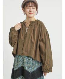 Samansa Mos2 | ショートギャザージャケット(ノーカラージャケット)