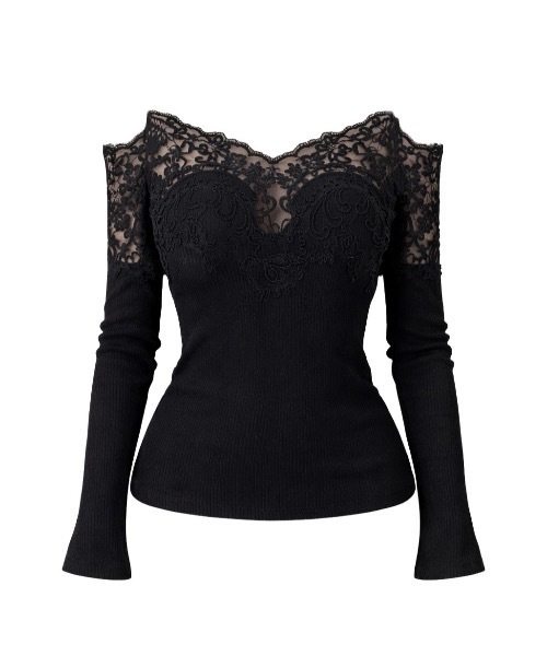 ALLuRing ChaRm(アリュリングチャーム)の「Off-the-shoulder Layered Lace Tops / オフショルダーレイヤードレーストップス(シャツ/ブラウス・レディース・ホワイト/ブラック・FREE)」の12枚目の写真
