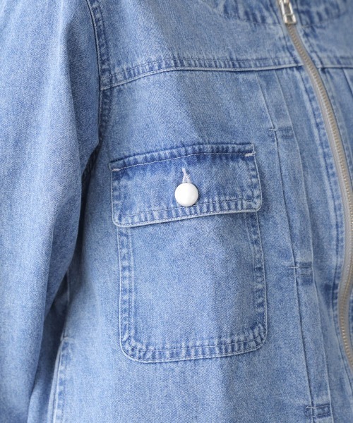 Bou Jeloud(ブージュルード)の「デニムノーカラージャケット(デニムジャケット・レディース・インディゴブルー/ブルー/オフホワイト・38)」の22枚目の写真