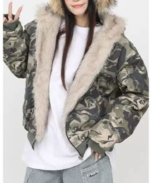 sorule（ソルレ）の「フェイクファー中綿迷彩ブルゾン（ミリタリージャケット）」