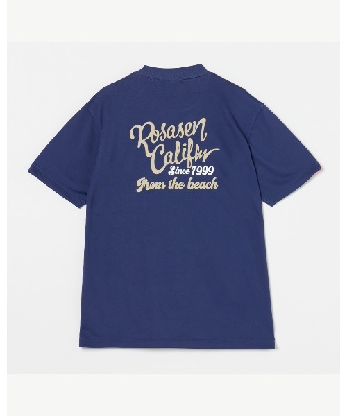 ROSASEN(ロサーセン)の「【Rosasen/GOLF】 ハダサラ冷感 プリント半袖モックネック(ポロシャツ・メンズ・ホワイト/ネイビー・48/52/50)」の2枚目の写真