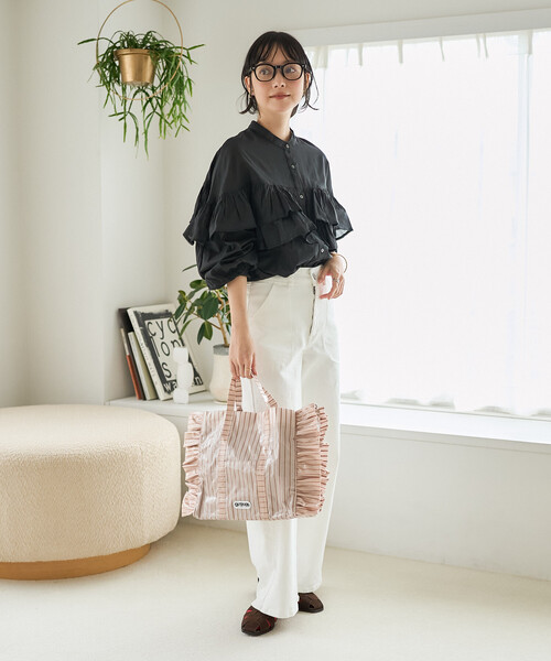 FREAK'S STORE(フリークスストア)の「インドボイル フリルロングスリーブブラウス(シャツ/ブラウス・レディース・ブラック/その他/ラベンダー/オフホワイト・フリ-)」の5枚目の写真