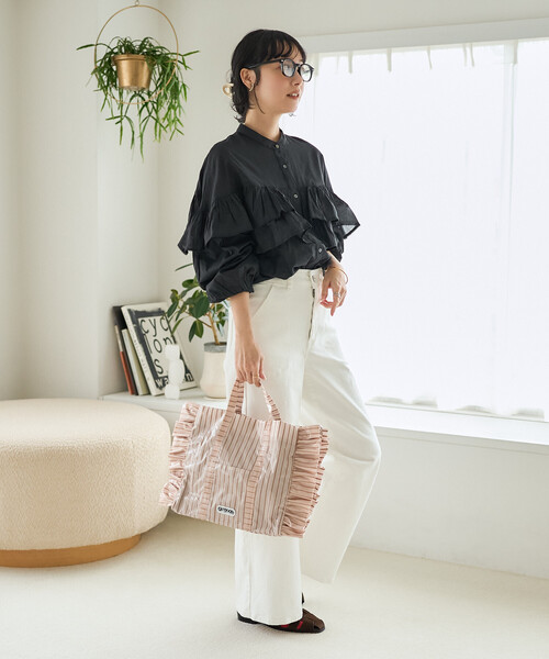 FREAK'S STORE(フリークスストア)の「インドボイル フリルロングスリーブブラウス(シャツ/ブラウス・レディース・ブラック/その他/ラベンダー/オフホワイト・フリ-)」の7枚目の写真