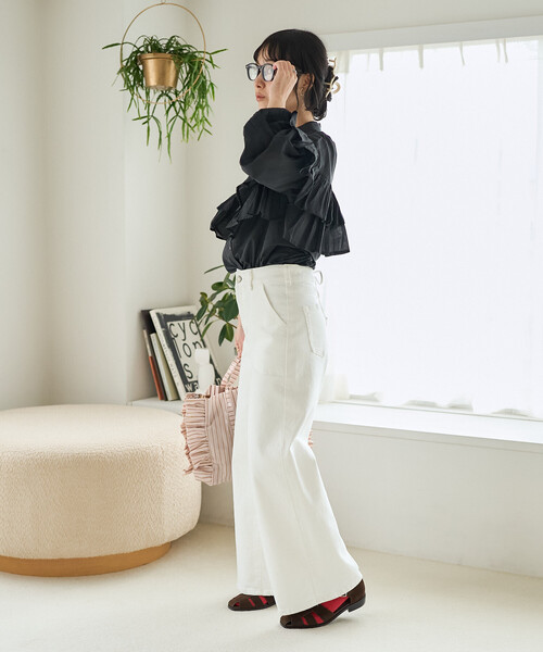 FREAK'S STORE(フリークスストア)の「インドボイル フリルロングスリーブブラウス(シャツ/ブラウス・レディース・ブラック/その他/ラベンダー/オフホワイト・フリ-)」の9枚目の写真