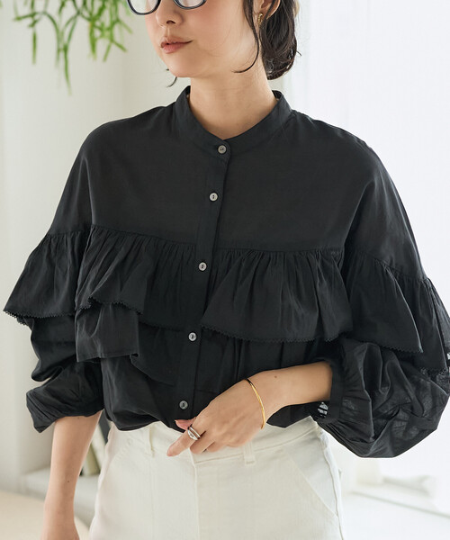 FREAK'S STORE(フリークスストア)の「インドボイル フリルロングスリーブブラウス(シャツ/ブラウス・レディース・ブラック/その他/ラベンダー/オフホワイト・フリ-)」の11枚目の写真