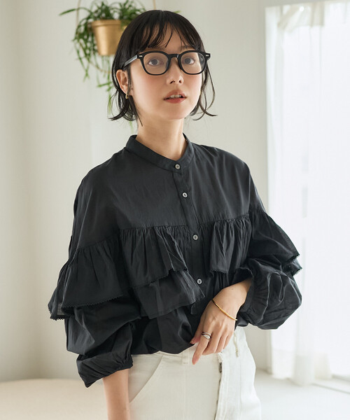 FREAK'S STORE(フリークスストア)の「インドボイル フリルロングスリーブブラウス(シャツ/ブラウス・レディース・ブラック/その他/ラベンダー/オフホワイト・フリ-)」の12枚目の写真