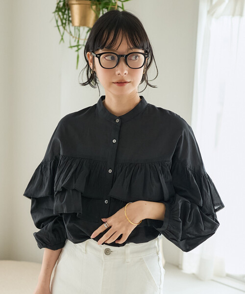 FREAK'S STORE(フリークスストア)の「インドボイル フリルロングスリーブブラウス(シャツ/ブラウス・レディース・ブラック/その他/ラベンダー/オフホワイト・フリ-)」の15枚目の写真