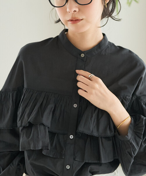 FREAK'S STORE(フリークスストア)の「インドボイル フリルロングスリーブブラウス(シャツ/ブラウス・レディース・ブラック/その他/ラベンダー/オフホワイト・フリ-)」の18枚目の写真