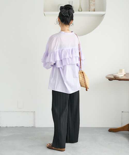 FREAK'S STORE(フリークスストア)の「インドボイル フリルロングスリーブブラウス(シャツ/ブラウス・レディース・ブラック/その他/ラベンダー/オフホワイト・フリ-)」の21枚目の写真