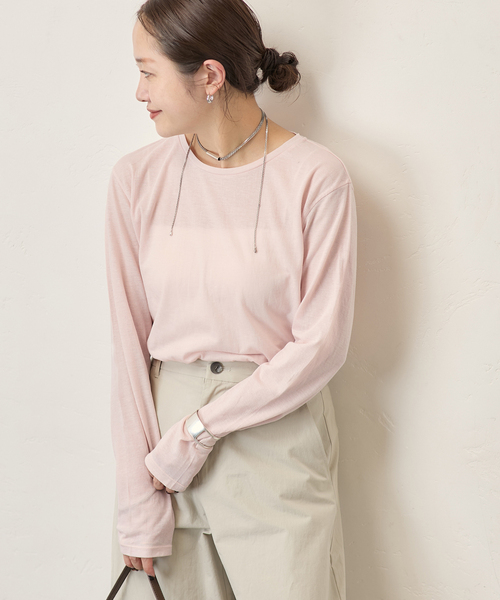 クルーネックシアーロングTシャツ 追加》クルーネックシアーロングTシャツ（Tシャツ/カットソー