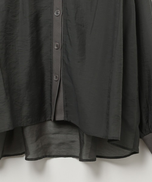 LEPSIM（レプシィム）の「シアーリブシャツカーディガン　639514（シャツ/ブラウス・レディース・チャコールグレー/ナチュラル/レッド/ベージュ/ブラック・FREE）」の9枚目の写真