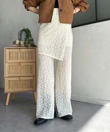 レースラップスカートレイヤードパンツ