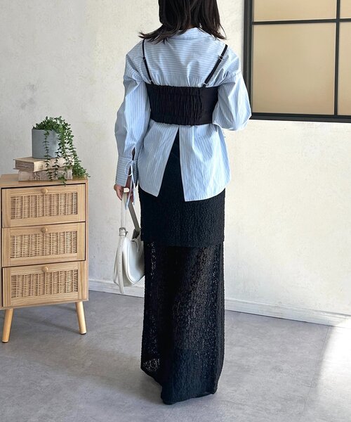 Thevon(ゼボン)の「レースラップスカートレイヤードパンツ(その他パンツ・レディース・アイボリー/ブラック・FREE)」の9枚目の写真