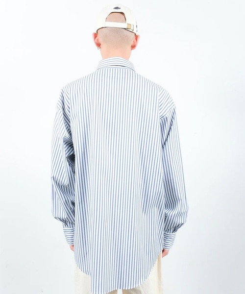 Jieda（ジエダ）の「【Jieda/ジエダ】SWITCHING SHIRT（シャツ/ブラウス・メンズ・ストライプ/ホワイト/サックスブルー・1/2）」の8枚目の写真