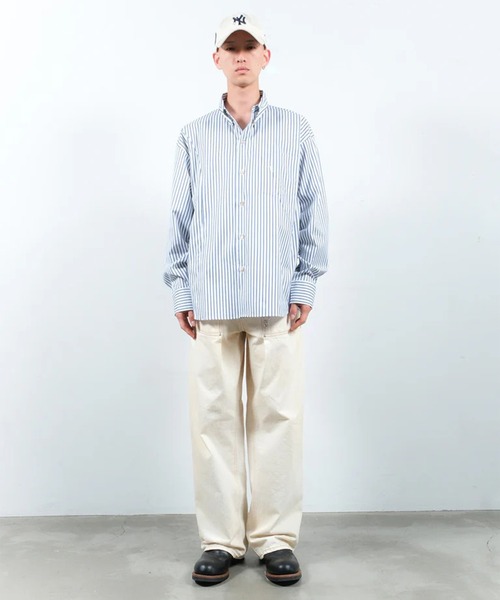 Jieda（ジエダ）の「【Jieda/ジエダ】SWITCHING SHIRT（シャツ/ブラウス・メンズ・ストライプ/ホワイト/サックスブルー・1/2）」の7枚目の写真