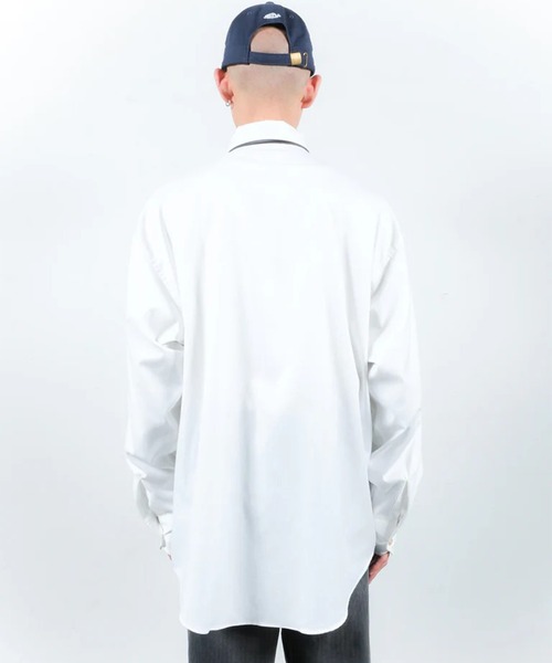 Jieda（ジエダ）の「【Jieda/ジエダ】SWITCHING SHIRT（シャツ/ブラウス・メンズ・ストライプ/ホワイト/サックスブルー・1/2）」の5枚目の写真