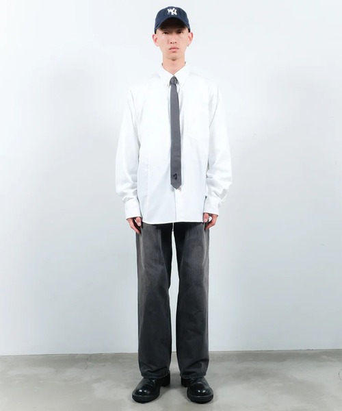 Jieda（ジエダ）の「【Jieda/ジエダ】SWITCHING SHIRT（シャツ/ブラウス・メンズ・ストライプ/ホワイト/サックスブルー・1/2）」の4枚目の写真