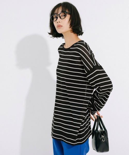 coca（coca）（コカ）の「シアーニットトップス（Tシャツ/カットソー・レディース・ブラック/ネイビー・M/L）」の4枚目の写真