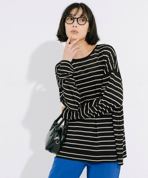 coca（coca）（コカ）の「シアーニットトップス（Tシャツ/カットソー・レディース・ブラック/ネイビー・M/L）」の6枚目の写真