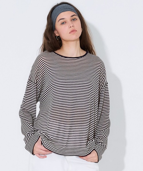 coca（coca）（コカ）の「シアーニットトップス（Tシャツ/カットソー・レディース・ブラック/ネイビー・M/L）」の9枚目の写真
