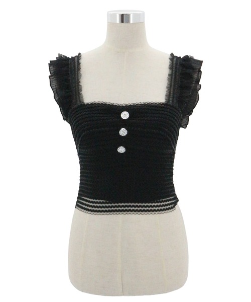 JilLA（ジルア）の「Flying Sleeve Frill Lace Tops / フライングスリーブフリルレーストップス（シャツ/ブラウス・レディース・ホワイト/ブラック・FREE）」の2枚目の写真