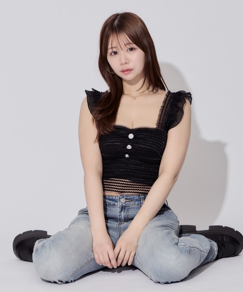 JilLA（ジルア）の「Flying Sleeve Frill Lace Tops / フライングスリーブフリルレーストップス（シャツ/ブラウス・レディース・ホワイト/ブラック・FREE）」の10枚目の写真