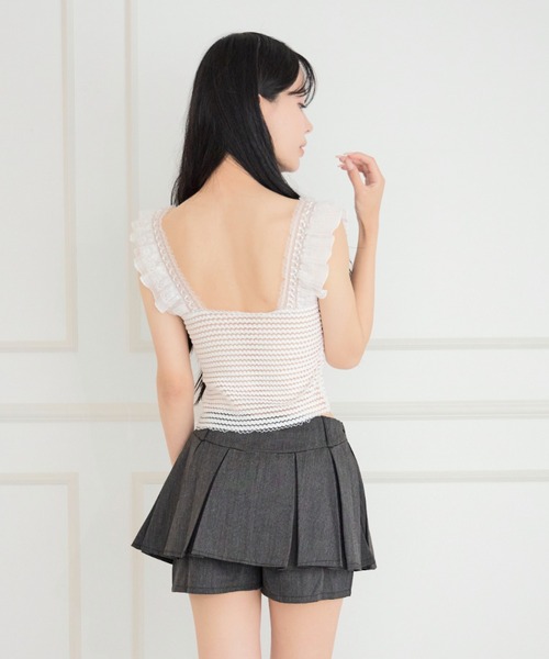 JilLA（ジルア）の「Flying Sleeve Frill Lace Tops / フライングスリーブフリルレーストップス（シャツ/ブラウス・レディース・ホワイト/ブラック・FREE）」の14枚目の写真