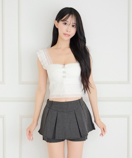JilLA（ジルア）の「Flying Sleeve Frill Lace Tops / フライングスリーブフリルレーストップス（シャツ/ブラウス・レディース・ホワイト/ブラック・FREE）」の12枚目の写真