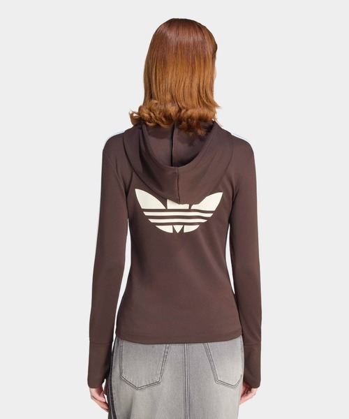 adidas（アディダス）の「adidas/アディダス HOODED TREFOIL ZIP TOP フルジップパーカー トラックジャケット 秋 秋服 2026年秋冬（ジャージ・レディース・ブラウン/ベージュ・S/M/L）」の6枚目の写真