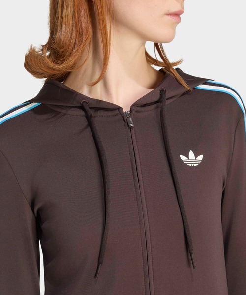 adidas（アディダス）の「adidas/アディダス HOODED TREFOIL ZIP TOP フルジップパーカー トラックジャケット 秋 秋服 2026年秋冬（ジャージ・レディース・ブラウン/ベージュ・S/M/L）」の4枚目の写真