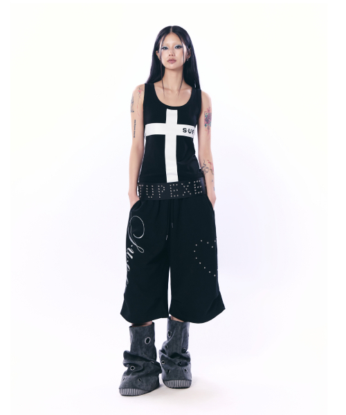 SETUP-EXE(セットアップイーエックスイー)の「LOGO CROSS SLEEVELESS TOP / BLACK(Tシャツ/カットソー・レディース・その他・OS)」の9枚目の写真