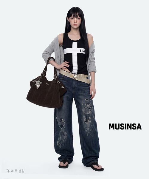 SETUP-EXE(セットアップイーエックスイー)の「LOGO CROSS SLEEVELESS TOP / BLACK(Tシャツ/カットソー・レディース・その他・OS)」の2枚目の写真