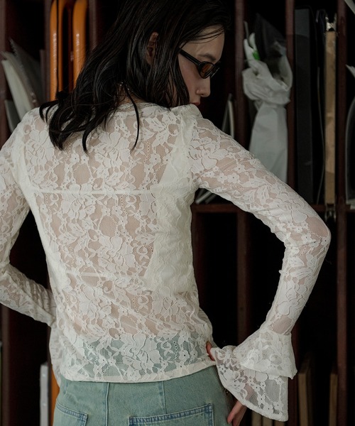 combination lace frill Vネックレースパッド付きインナーセット（T