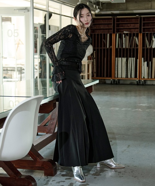 Ezick（エジック）の「combination lace frill Vネックレースパッド付きインナーセット（Tシャツ/カットソー・レディース・ブラック/アイボリー・FREE）」の16枚目の写真