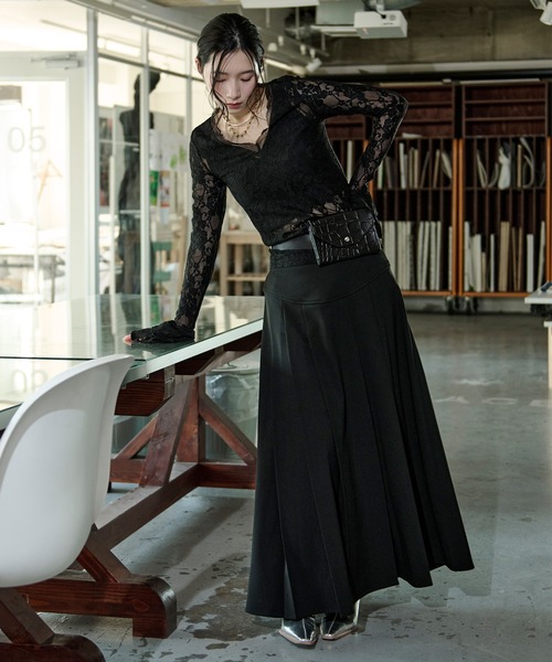 Ezick（エジック）の「combination lace frill Vネックレースパッド付きインナーセット（Tシャツ/カットソー・レディース・ブラック/アイボリー・FREE）」の15枚目の写真