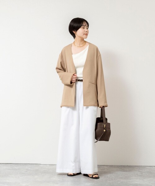 NOLLEY’S（ノーリーズ）の「ウォッシャブルFRINGE LIGHT JACKET（ノーカラージャケット・レディース・ブラック/アイボリー/ベージュ・FREE）」の8枚目の写真