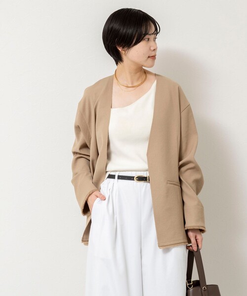 NOLLEY’S（ノーリーズ）の「ウォッシャブルFRINGE LIGHT JACKET（ノーカラージャケット・レディース・ブラック/アイボリー/ベージュ・FREE）」の12枚目の写真